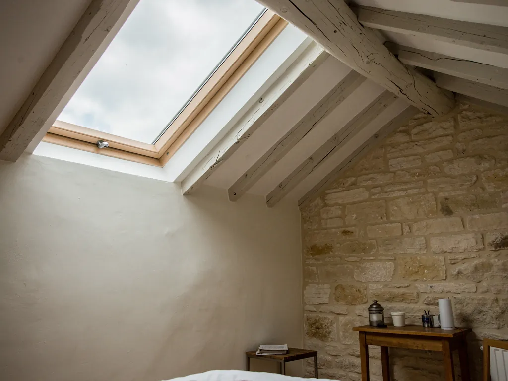 Looking up at a conservation rooflight from an attic