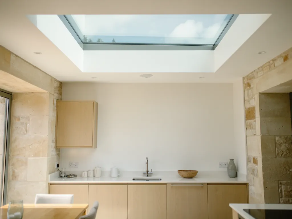 A rooflight with solar control glass on a sunny day