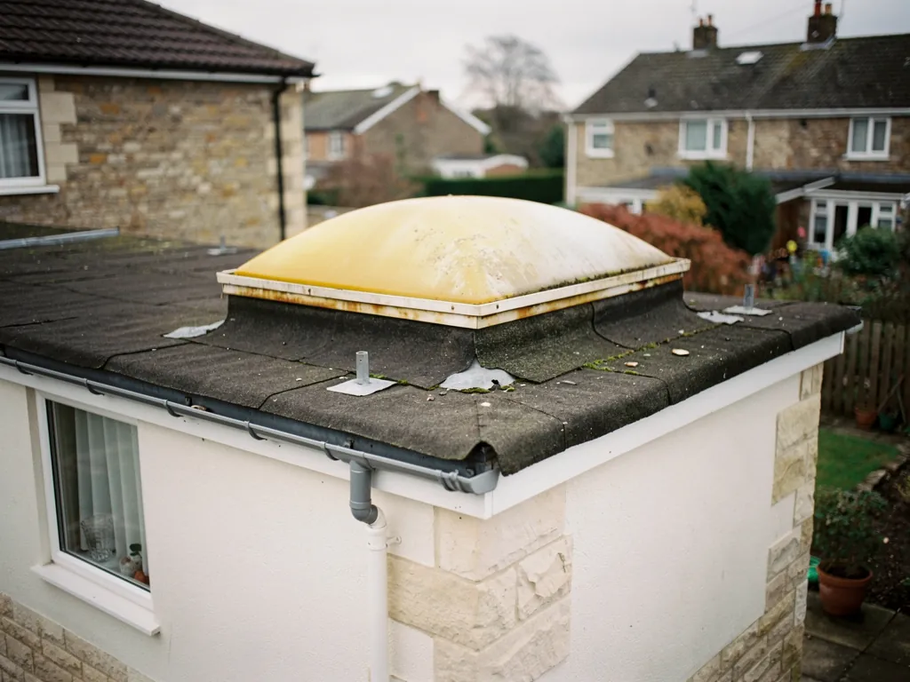 An old plastic dome rooflight due to be replaced