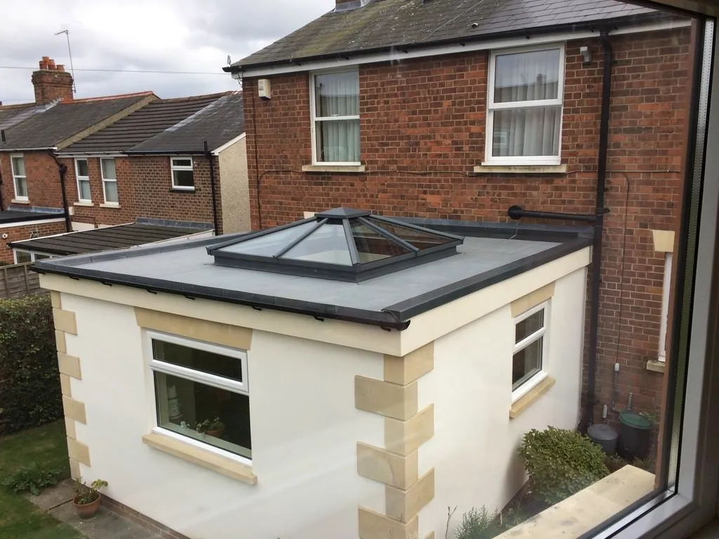 A roof lantern on the flat roof of a rear extension
