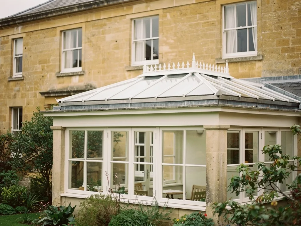 A painted timber roof lantern on a period extension