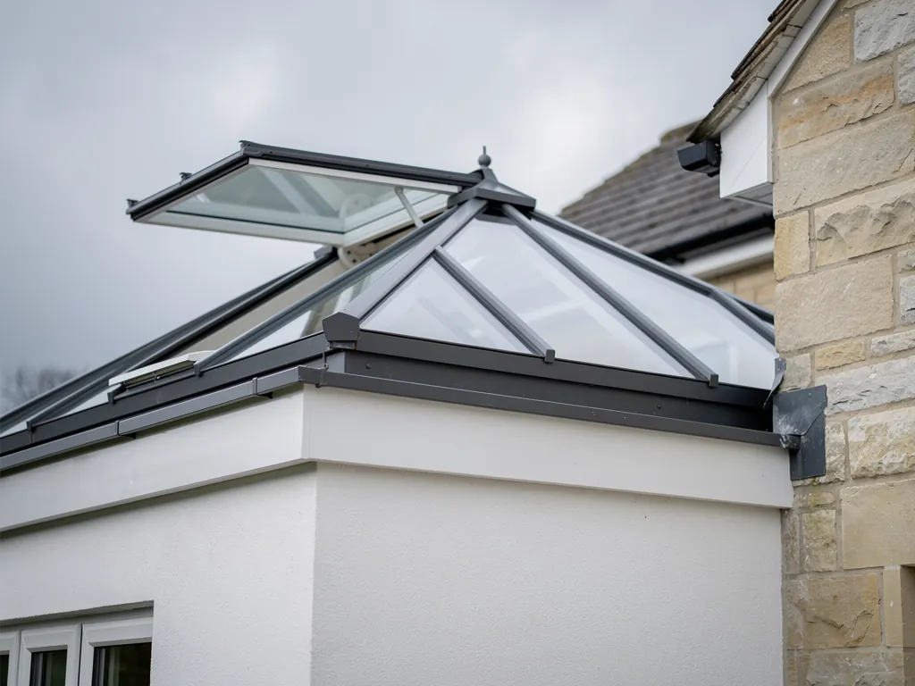 An opening vent in the side of a roof lantern