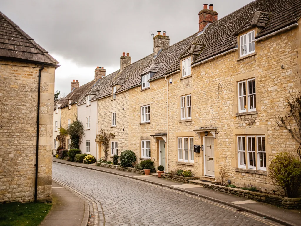 Cotswold stone houses in a market town
