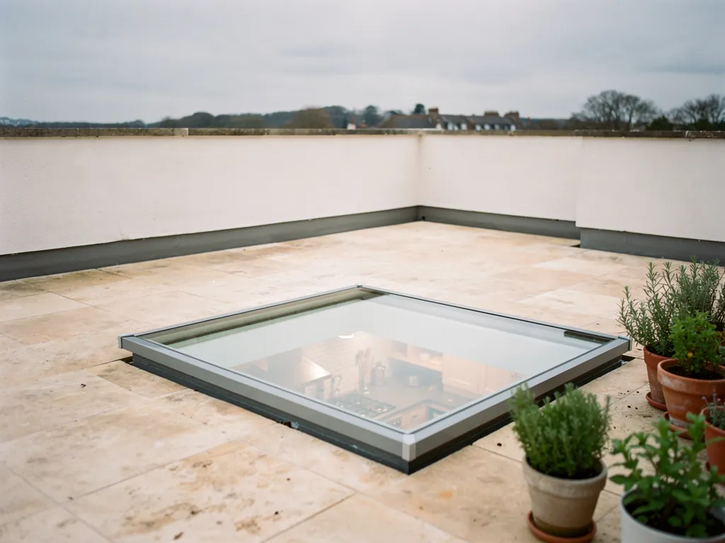 A walk-on rooflight in a balcony floor